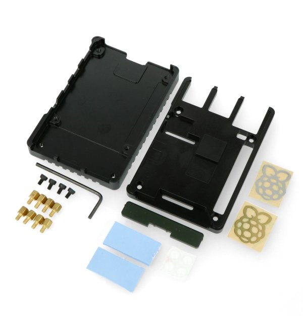 Inhalt des Kits Raspberry Pi Model 4B Gehäuse – Aluminium – LT-4BA05 – schwarz