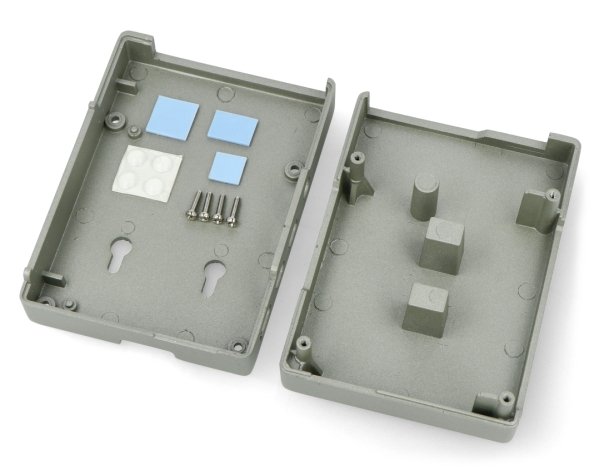 Kit-Inhalt Gehäuse für Raspberry Pi Modell 4B – Aluminium – LT-4BA04 – grau