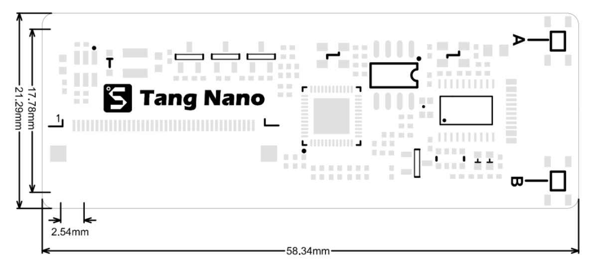 Abmessungen der Sipeed Tang Nano Platte