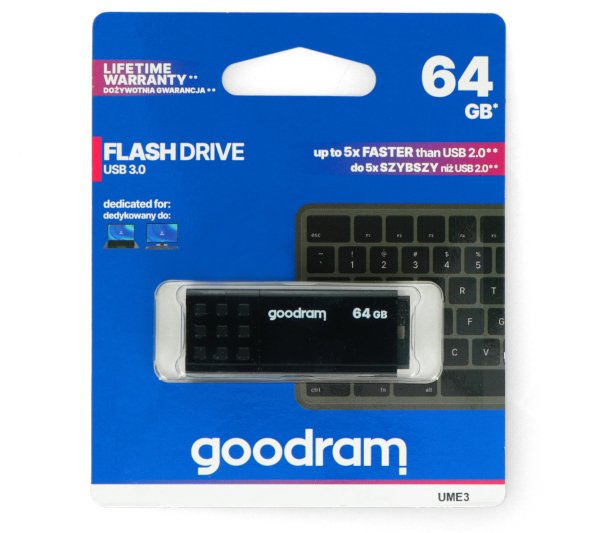 GoodRam Flash Drive - USB 3.0 Pendrive - UME3 Schwarz 64 GB