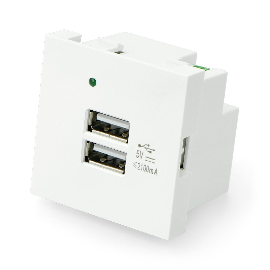 Unterputzsteckdose 250V Ladegerät 2x USB 45x45mm 2.1A - weiß
