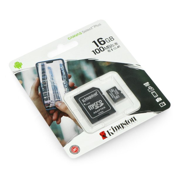 Kingston Canvas Select Plus microSDHC 16GB 100MB/s UHS-I U1 Klasse 10 Speicherkarte mit Adapter