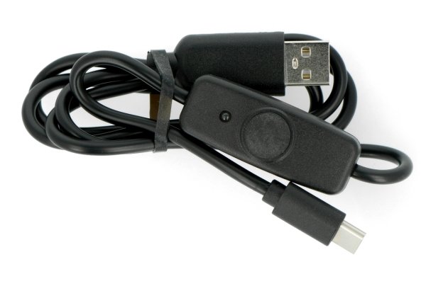 USB A - USB C Kabel mit Ein-/Ausschalter, schwarz - 0,9 m