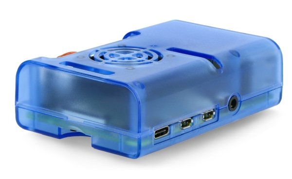 Gehäuse für Raspberry Pi 4B mit Lüfter - blau transparent