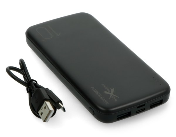 Mobiler Akku Powerbank Extreme Style Ampere 10000mAh - microUSB, USB C, Lightning - schwarz