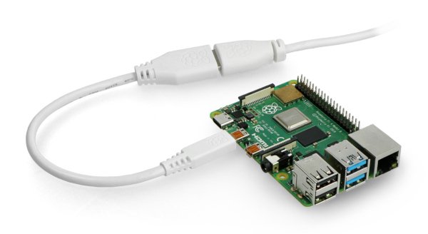 MicroHDMI - HDMI-Adapter, der mit dem Raspberry Pi 4B verbunden ist