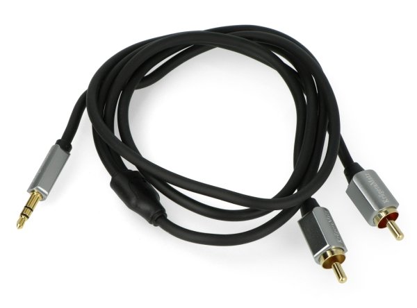 Kruger & Matz Klinke 3,5 mm - 2x RCA schwarz - 1 m Kabel