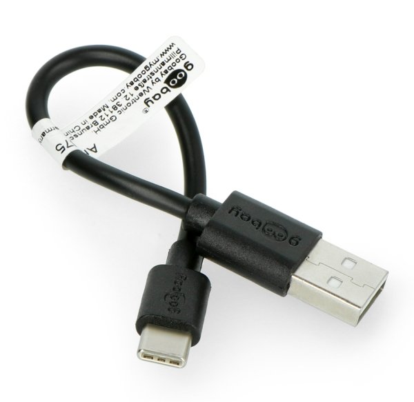 Goobay USB A 2.0 - USB C schwarzes Kabel - 0,1 m