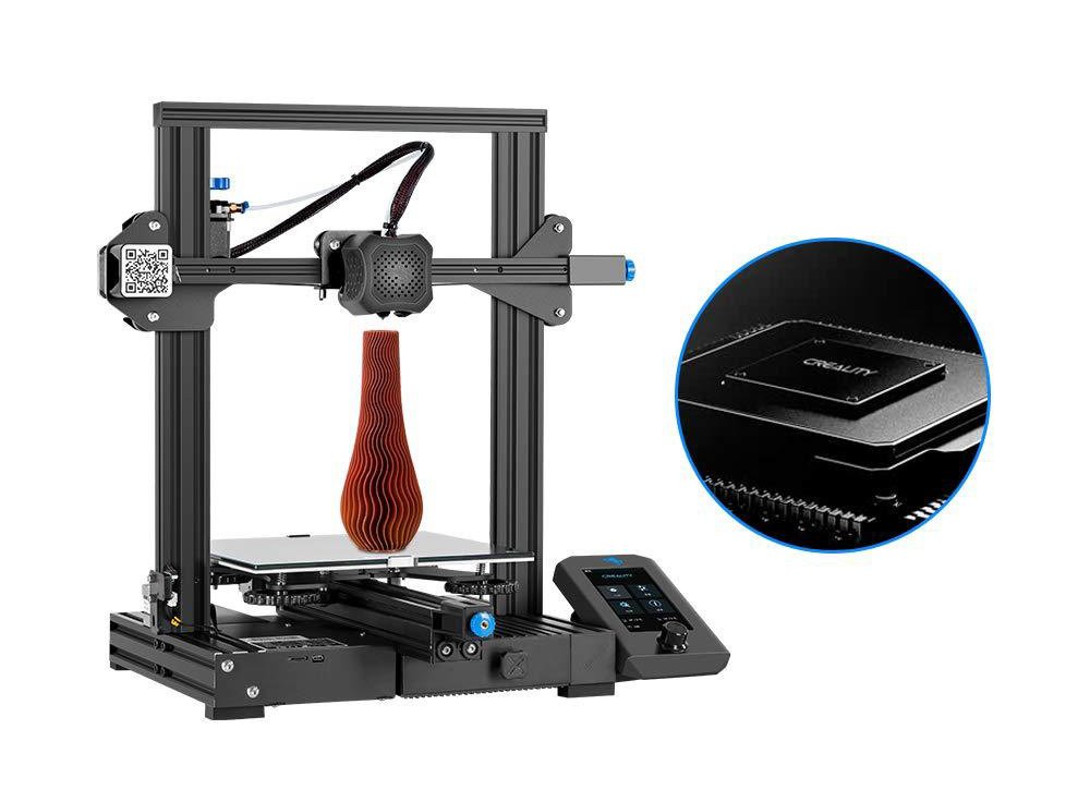 Creality Ender-3 v2 3D-Drucker, ausgestattet mit einem leisen Motherboard