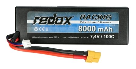 Li-Pol Redox Racing 8000 mAh 100 C 7,4 V - Hardcase.