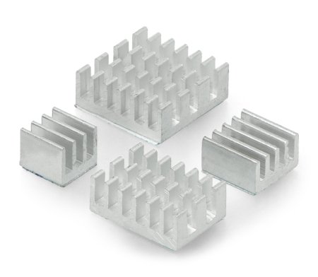 Kühlkörper-Set für Raspberry Pi 4 - Silber mit Wärmeleitband - 4 Stk.