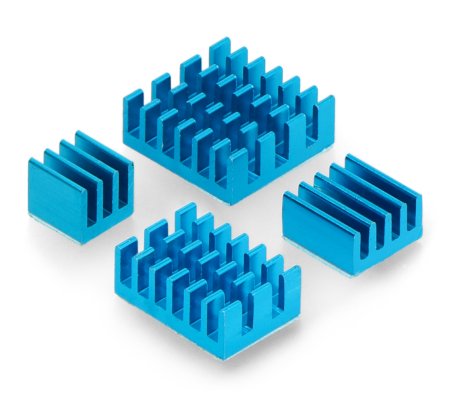 Kühlkörper-Set für Raspberry Pi 4B - Blau mit Wärmeleitband - 4 Stk.
