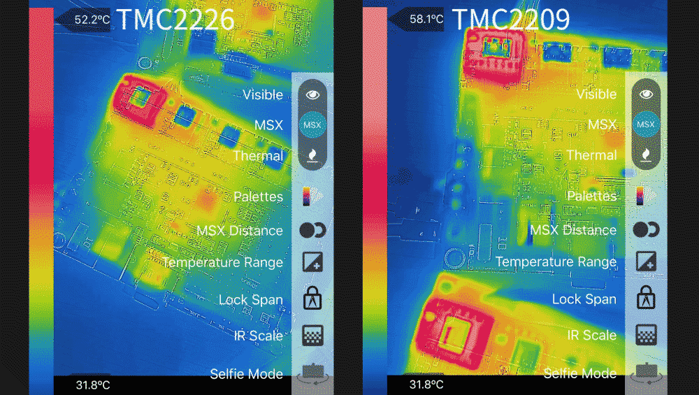 Vergleich der Betriebstemperaturen der Controller TMC2226 und TMC2209