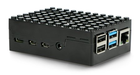 Das Pi-Blox-Gehäuse für den Raspberry Pi 4B hat Löcher, die den Zugriff auf alle Pins des Minicomputers ermöglichen.