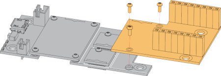 Die Methode zur Montage des Moduls mit einer Grundplatte.