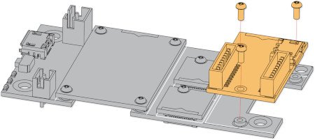 Die Methode zur Montage des Moduls mit einer Grundplatte.