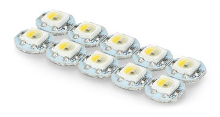Ein Satz von 10 separat programmierbaren RGBW-LEDs, hergestellt von Adafruit.