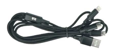 Rebel 3in1 USB Typ A Kabel, microUSB, USB Typ C, Lightning - Schwarz, Textilgeflecht - 1m