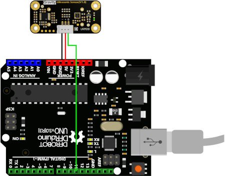 Ein beispielhaftes Diagramm der Sensorverbindung mit dem DFRobot-Board, dem Äquivalent von Arduino.