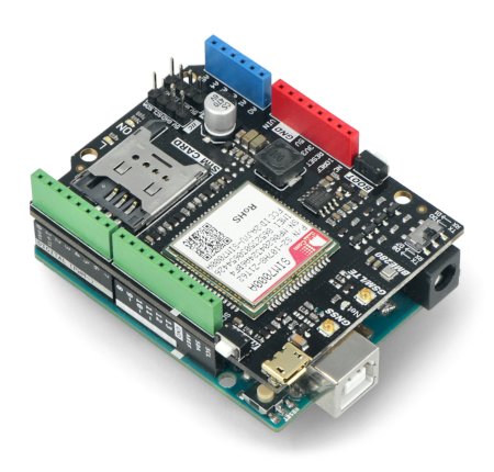 Verbindung des SIM7000A-Moduls mit dem Controller. Das Arduino-Board muss separat erworben werden.