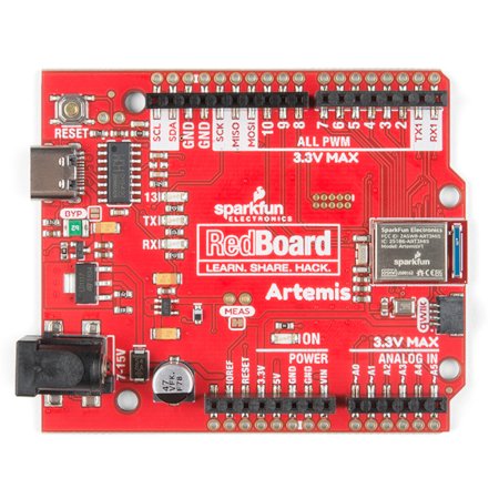 SparkFun RedBoard Artemis - Board mit einem Mikrocontroller.