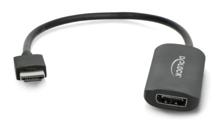 Adapter HDMI Stecker - Displayport Buchse + microUSB 4K 60Hz Delock Netzteil - schwarz - 24cm