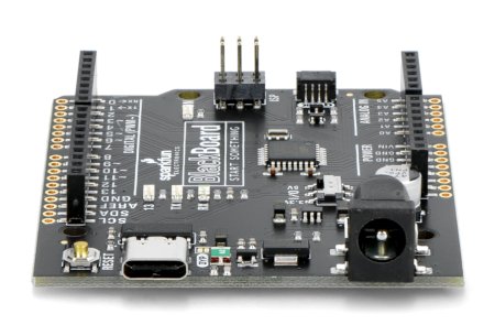 Das SparkFun BlackBoard C-Board verfügt über einen USB-Typ-C-Anschluss und einen DC-Anschluss.