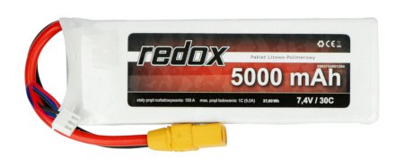 Li-Pol Redox 5000 mAh 30C 2S 7,4V-Paket