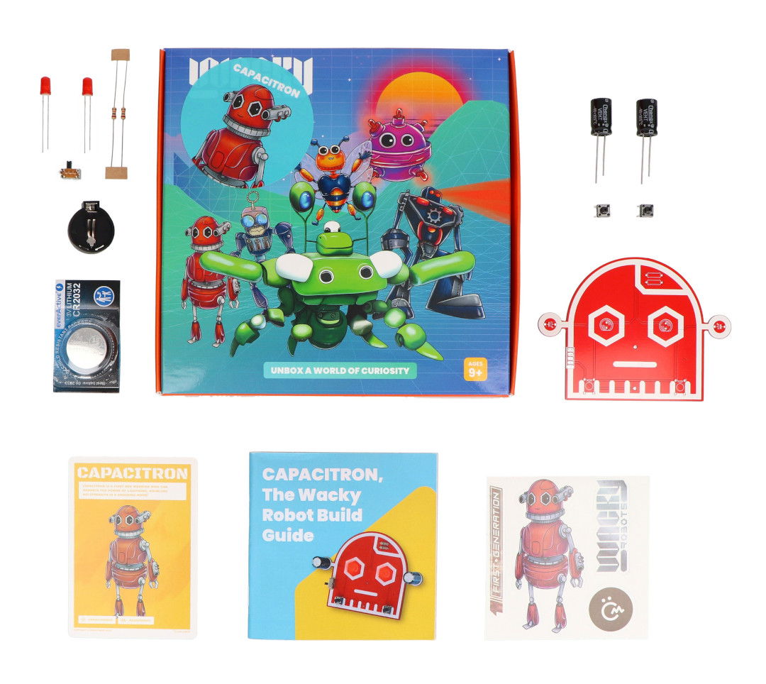 Capacitron-Roboter - Teil des CircuitMess Wacky Robots-Sets.