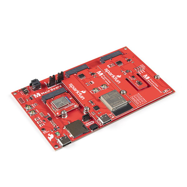 Ein Beispiel für den Anschluss von Peripheriegeräten. Verkaufsgegenstand ist nur das SparkFun MicroMod Mainboard - Double.