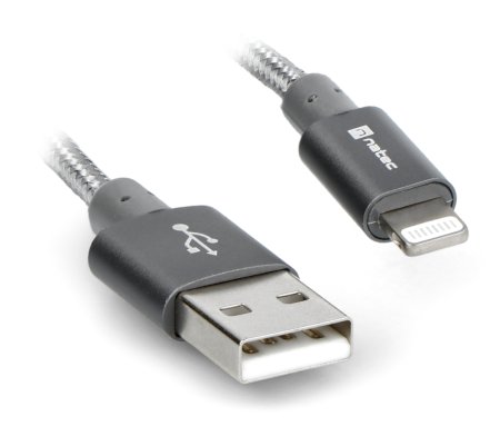 Natec USB A - Lightning Kabel für iPhone / iPad / iPod (MFI) - grau, Textilgeflecht - 1,5m