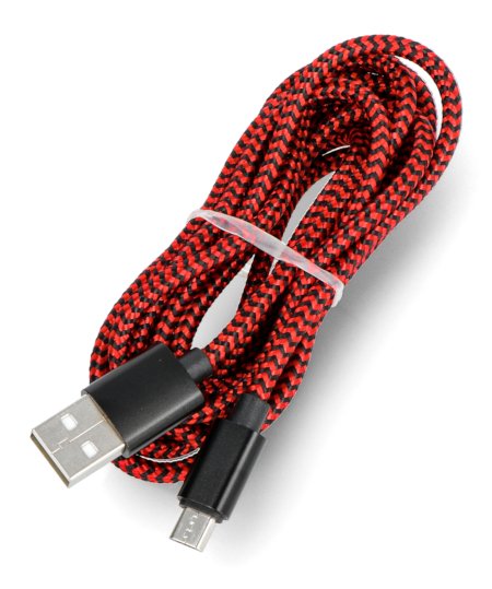MicroUSB-Kabel B - A 2.0 - ART - schwarz und rot - 2 m