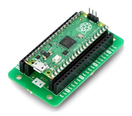 Kitronik Pins Expander mit angeschlossenem Raspberry Pi Pico Board