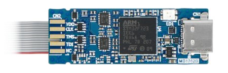 STLINK-V3MINIE - Debugger und Programmierer für Mikrocontroller, ausgestattet mit einem USB-Typ-C-Anschluss.