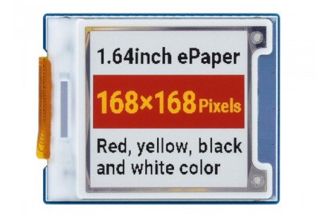 E-Paper-Display - 1,64'' 168 x 168 px - 4 Farben - SPI - Waveshare 22755