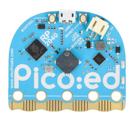 Pico:ed V2 verfügt über einen Wellenkantenanschluss, mit dem Sie Peripheriegeräte anschließen können, z. B. mit Krokodilanschlüssen.