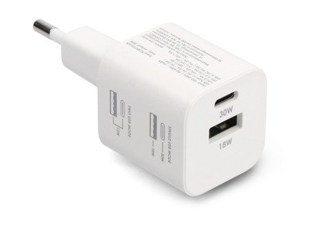 Zasilacz USB A USB C biały eXtreme TC30CUGAN