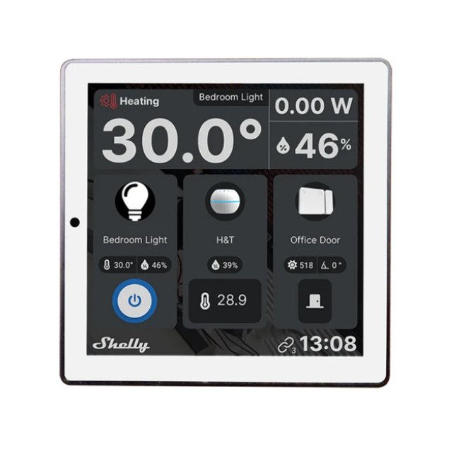Shelly Wall Display - inteligentny panel sterowania z przełącznikiem 5 A i kolorowym wyświetlaczem WiFi / Bluetooth - biały