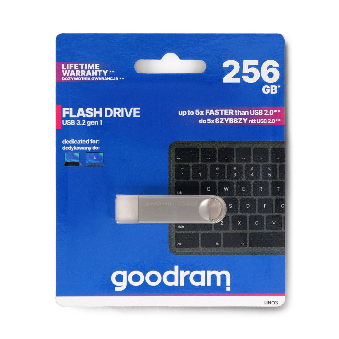GoodRam Flash Drive - pamięć USB 3.2 gen. 1 Pendrive - UNO3 srebrny - 256 GB