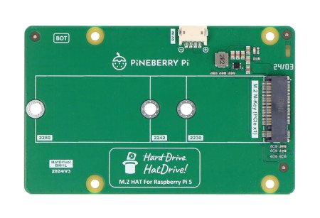 Pineberry Pi HatDrive! Bottom - adapter NVMe 2230, 2242, 2280 do Raspberry Pi 5