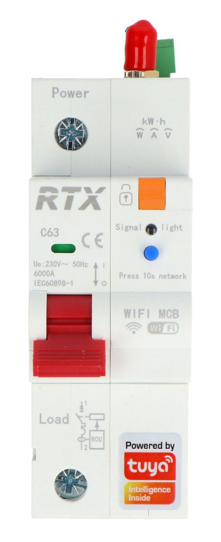 Tuya - jednofazowy bezpiecznik WiFi z miernikiem energii - 1 P 63 A - RTX WCB63-1P