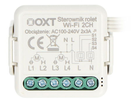 Tuya - 2-kanałowy mini sterownik rolet WiFi - aplikacja Android / iOS - OXT SWT28