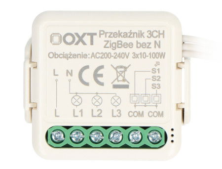 Tuya - 3-kanałowy mini przekaźnik bez N - ZigBee - aplikacja Android / iOS - OXT SWTZ33