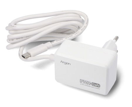 Zasilacz Argon40 27 W USB C - 5,1 V / 5 A do Raspberry Pi 5 - biały