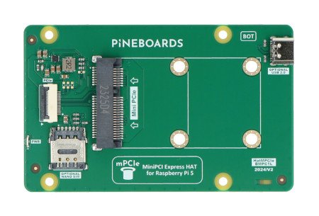 Pineboards Hat mPCIe - adapter mini PCIe + USB 2.0 + nano SIM do Raspberry Pi 5