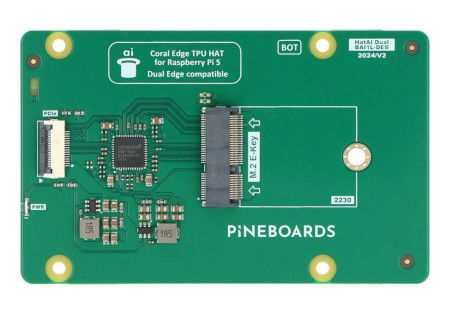 Pineboards Hat AI! Dual - adapter Google Coral Dual Edge TPU PCIe M.2 E-key do Raspberry Pi 5