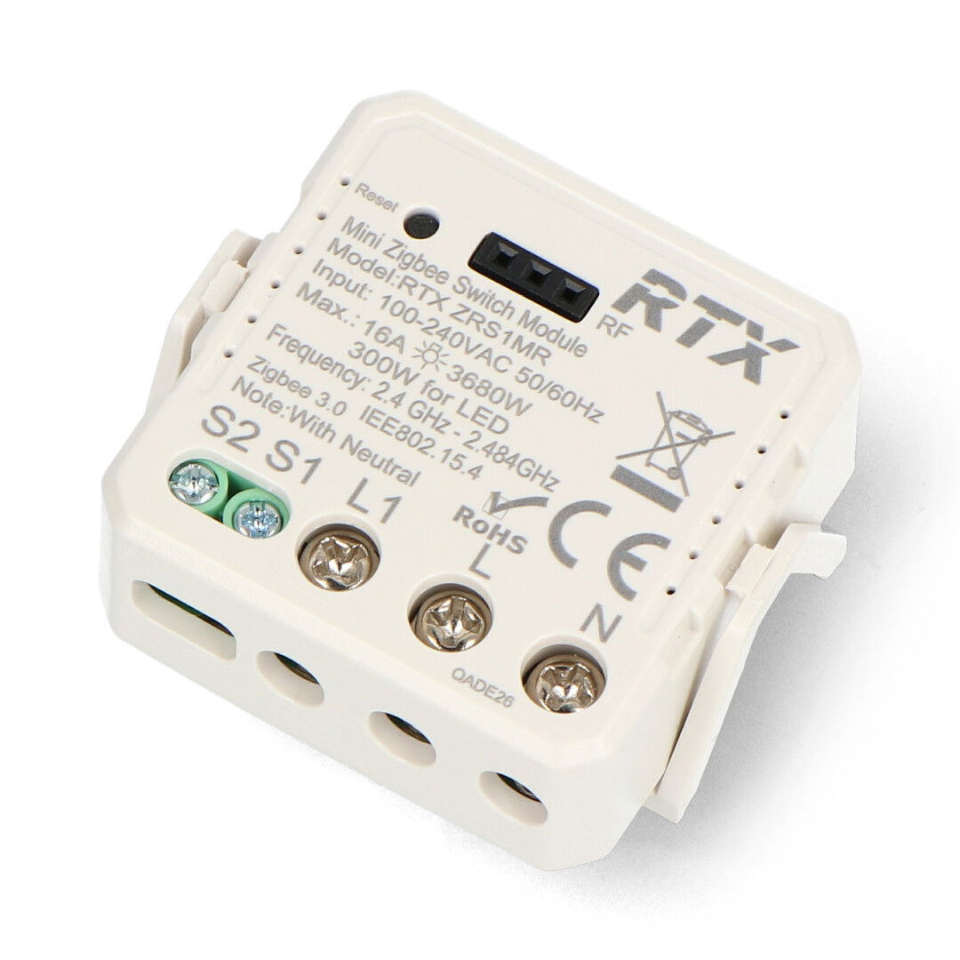 Tuya - jednokanałowy mini przekaźnik 16 A - ZigBee - aplikacja Android / iOS - RTX ZRS1M