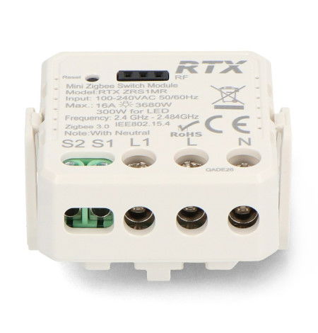 Tuya - jednokanałowy mini przekaźnik 16 A - ZigBee - aplikacja Android / iOS - RTX ZRS1M