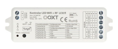 Tuya - sterownik taśm i pasków LED RGBW + CCT 5w1 - ZigBee / RF SD - aplikacja Android / iOS - OXT LC031