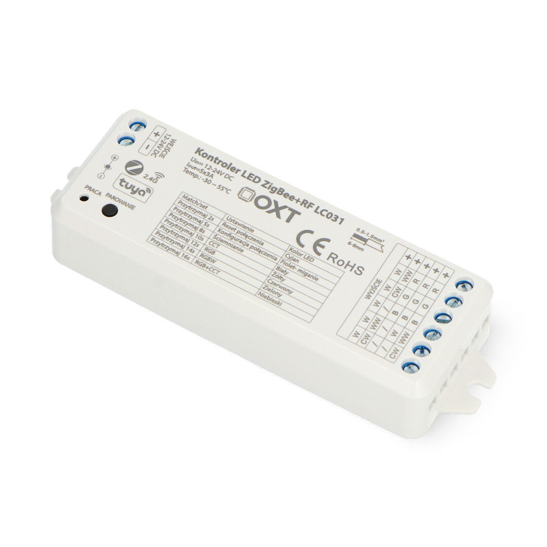 Tuya - sterownik taśm i pasków LED RGBW + CCT 5w1 - ZigBee / RF SD - aplikacja Android / iOS - OXT LC031